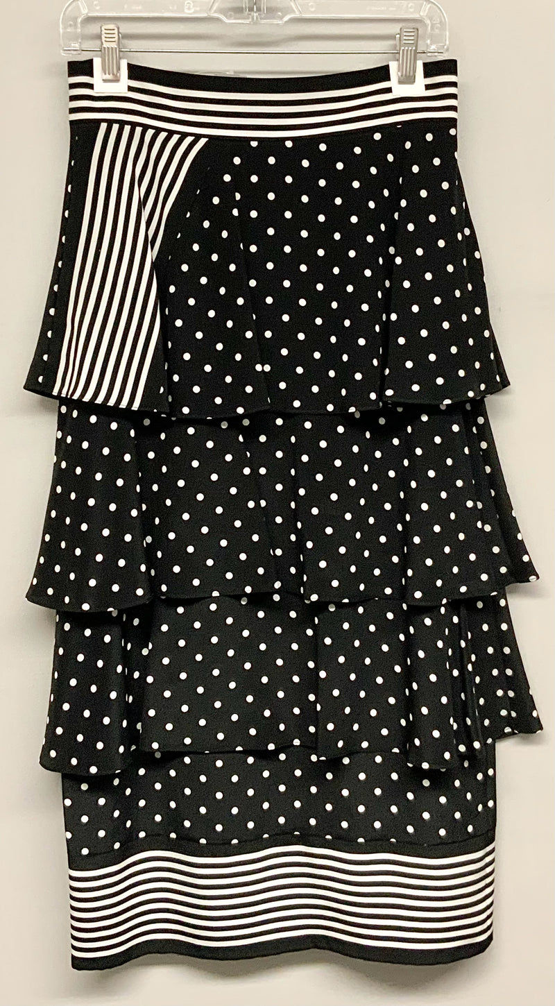 STELLA MCCARTNEY Black/White Dot & Stripe Tiered Silk Skirt