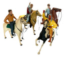 Set/4 Vintage Heartland Plastics Action Figures on Horseback