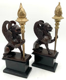 Pair of Bronze Griffin Statues