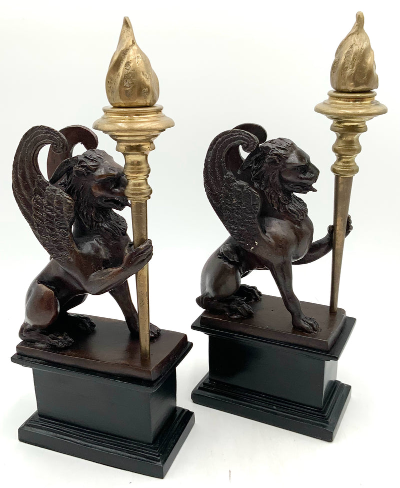 Pair of Bronze Griffin Statues