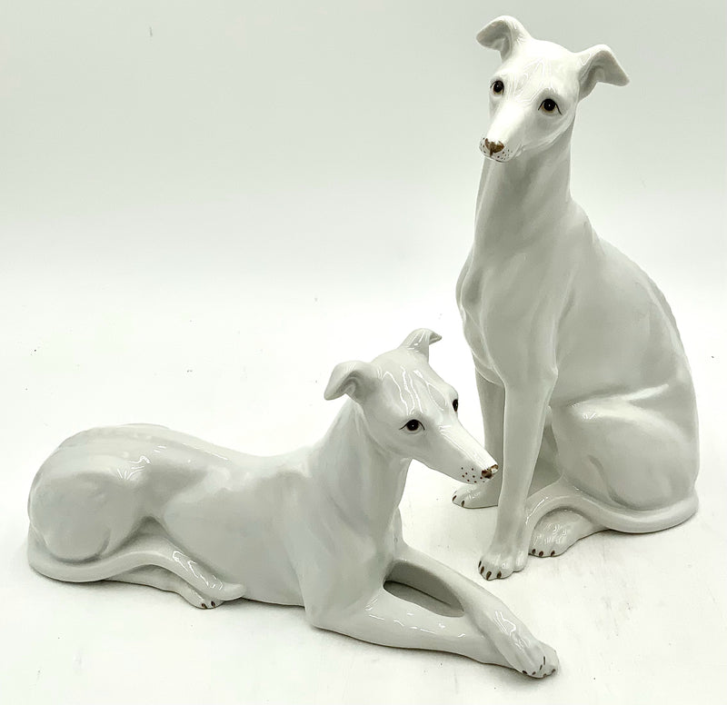 Ethan Allen Pair of White Ceramic Whippets