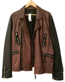 ALL SAINTS Cordovan Black Leather Moto Zip Jacket