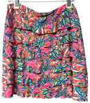 LULU B Pink Multi Flamingo Ruffle Skort