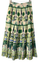 TIZZIE Green/Tan Print Tiered Elastic Waist Skirt