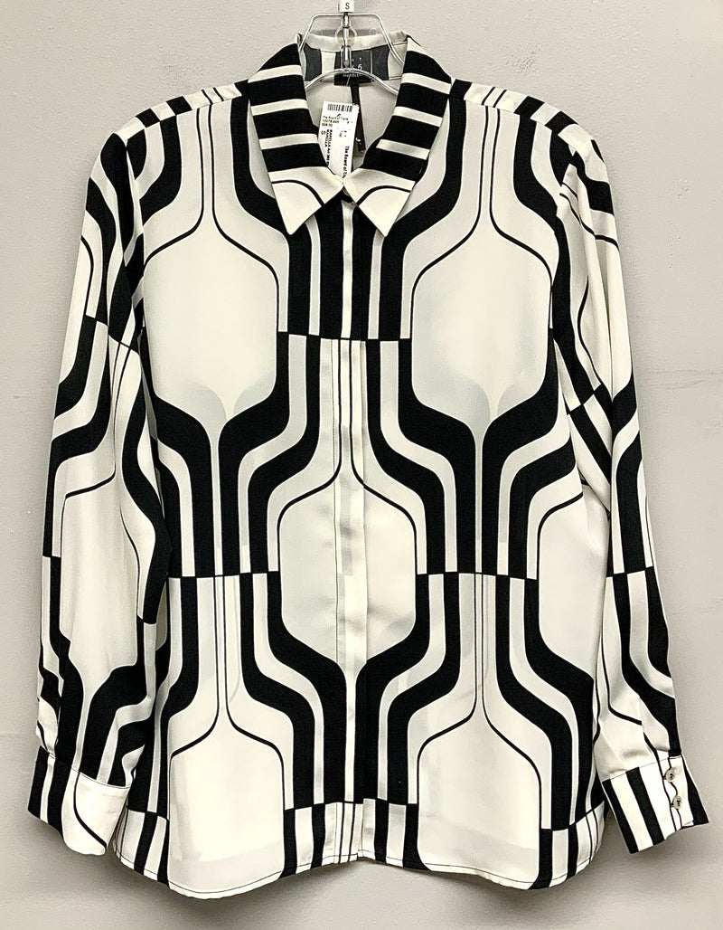 MARELLA Art 365 Black White Abstract L/S B/D Top