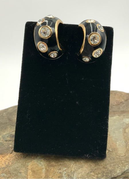 Christian Dior Goldtone Metal, Enamel & Crystal Clip-On Earrings