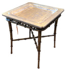 Asian Style Occasional Tray Table with Metal Bamboo Stand