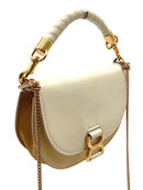 CHLOE Ivory & Yellow Pebbled Leather Woven Handle Chain Bag AS IS