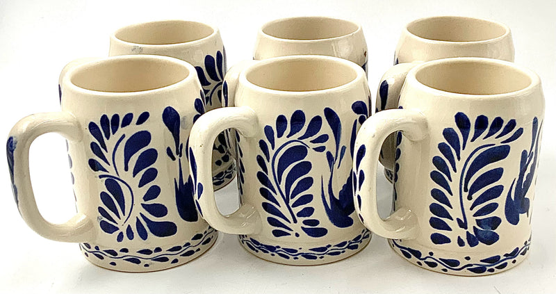 Set/7  Anfora Puebla Blue Beer Mugs