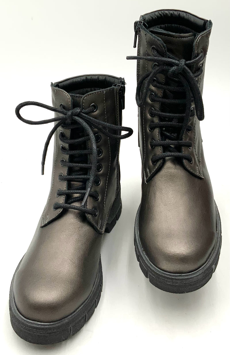 BUENO Steel Metallic Lea "Rage" Combat Style Boot 36