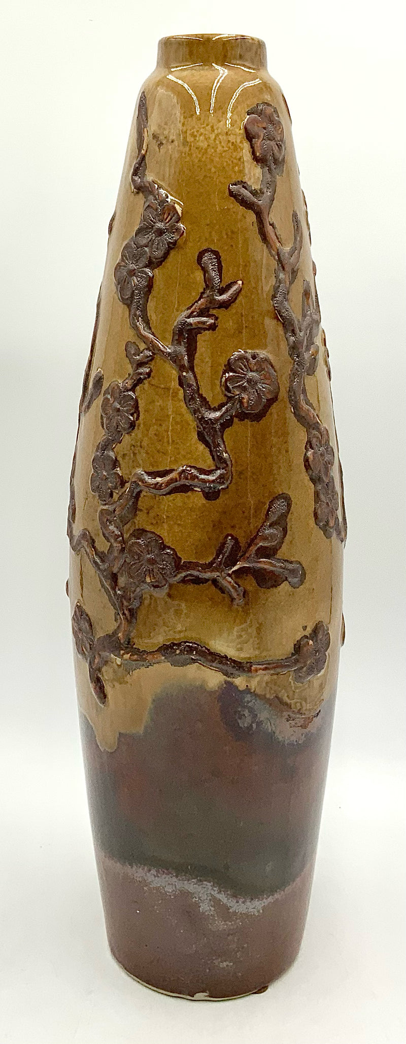 Brown Pottery Vase with Blossom Design