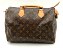 LOUIS VUITTON Vachetta Leather Trim Monogram Canvas Speedy Bag