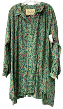 MADAME HALL Artisan Green/Pink/Multi Floral A-Line L/S B/D Tunic