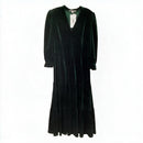 JUDE CONNALLY Green Velvet V-Neck Tiered 3/4 Sleeve Dress