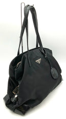 PRADA Vintage Black Tessuto Nylon Embossed Leather Trim Tote AS IS