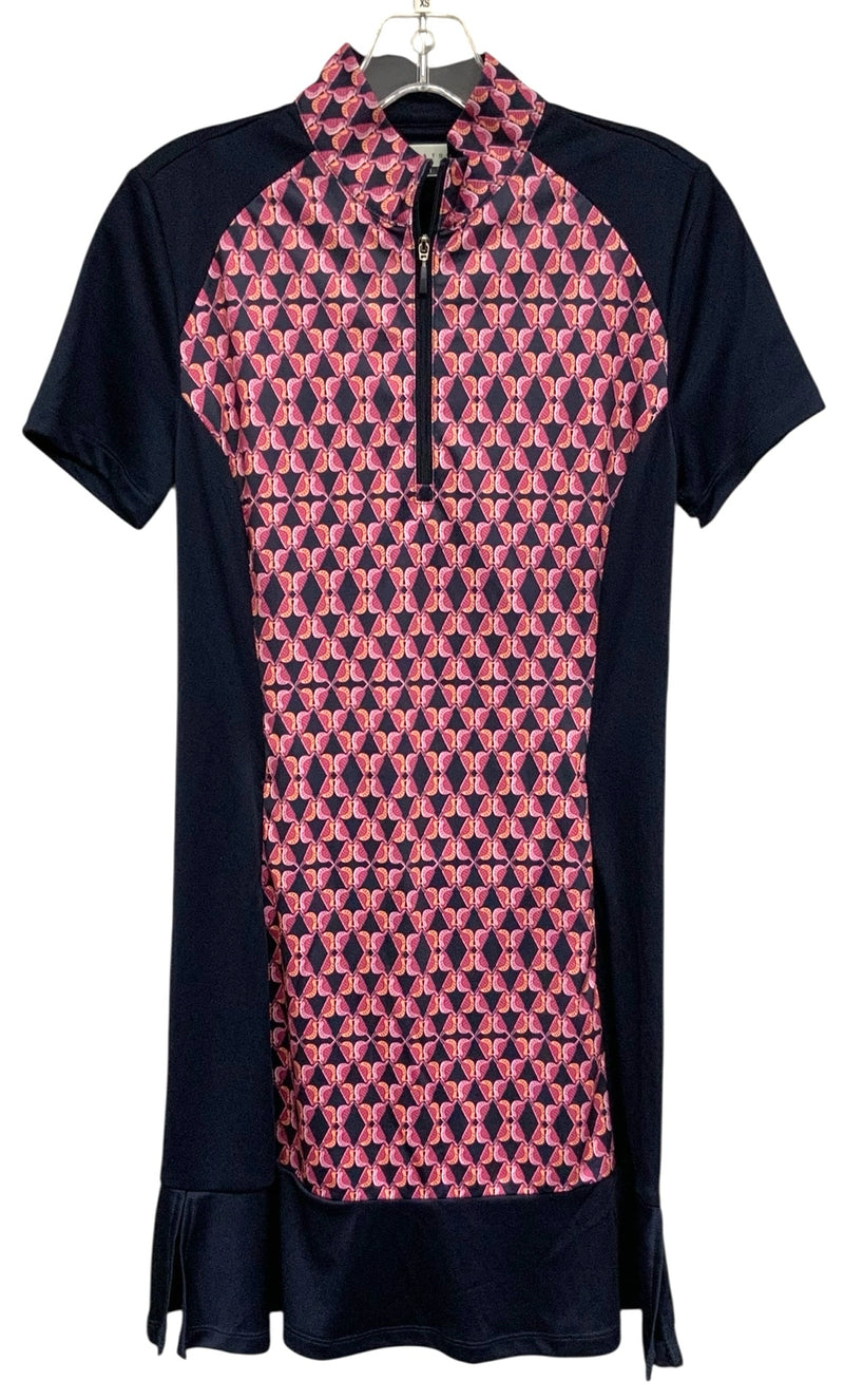 PGA TOUR Navy Purple Bird Motif Flounce Shorts Dress