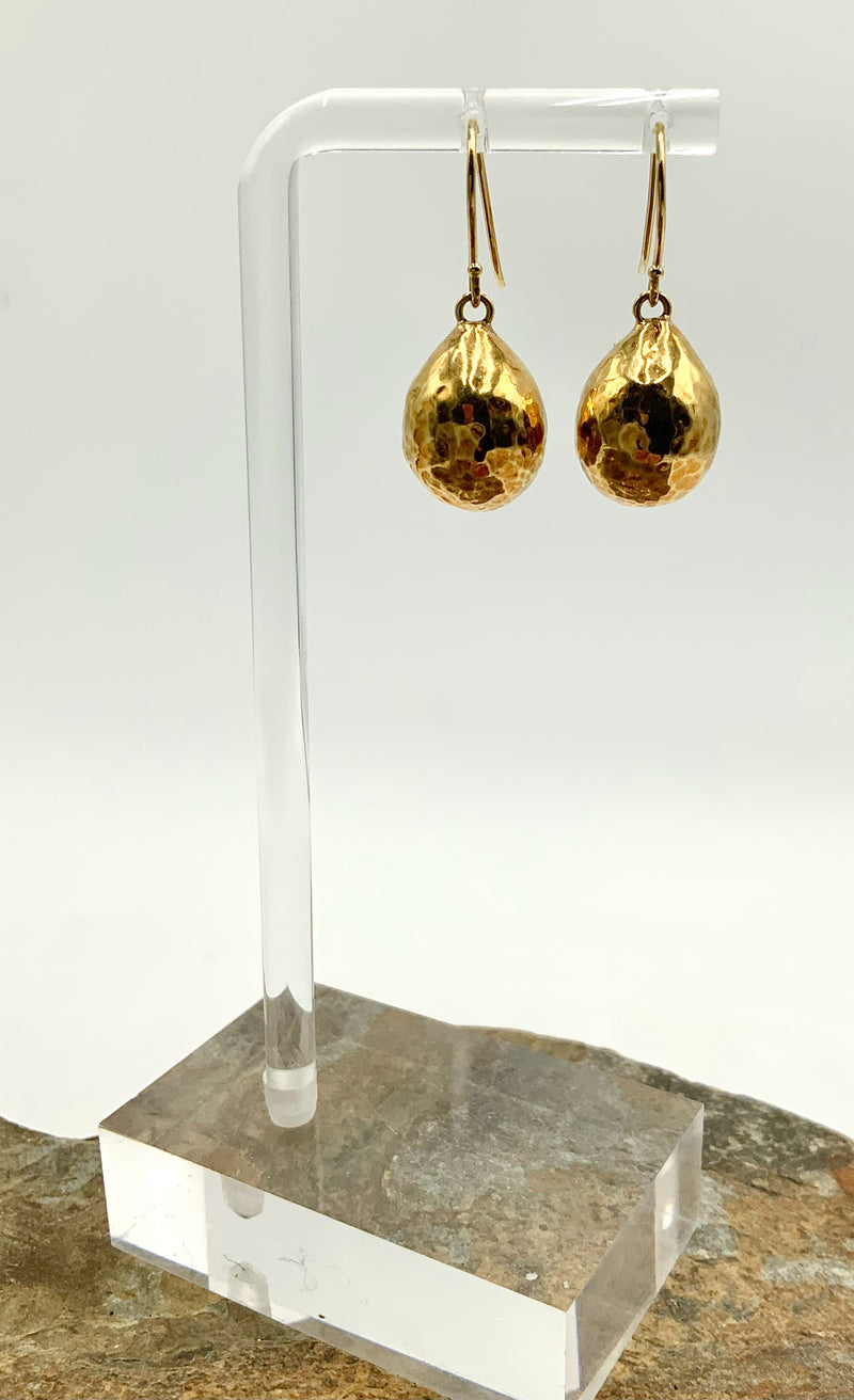 Ippolita 18kt Gold/14kt Hammered Gold Drop Earrings