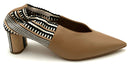 ANTOLINA Tan Leather Black Tan Cream Knit Back Pumps 37.5