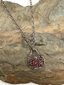 Sterling, Garnet & Marcasite Necklace (Purse Pendant Opens)