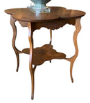 Antique Tiger Oak Cloverleaf Occasional Table