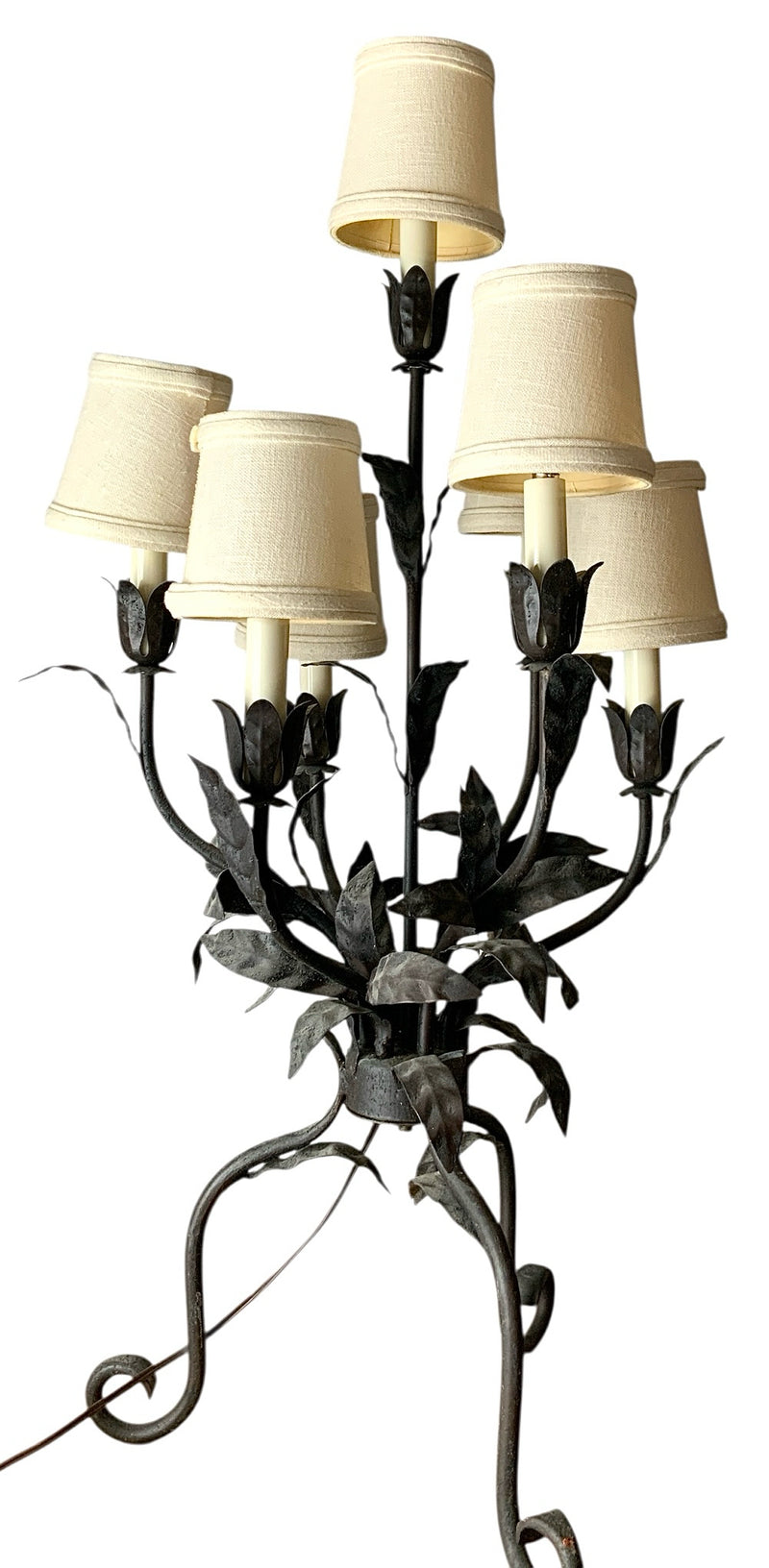 Wrought Iron Seven Light Table Lamp