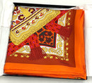 HERMES Orange Red Gold Multi Silk Brins d'or Golden Strands Scarf