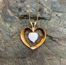14kt Gold, Diamond & Opal Heart Necklace