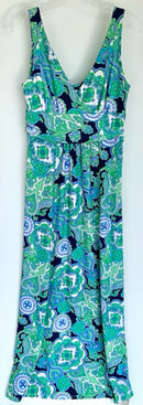 JUDE CONNALLY Blue/Green Medallion Knit Maxi Dress