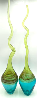 Pair of Blown Glass Spiral Vases