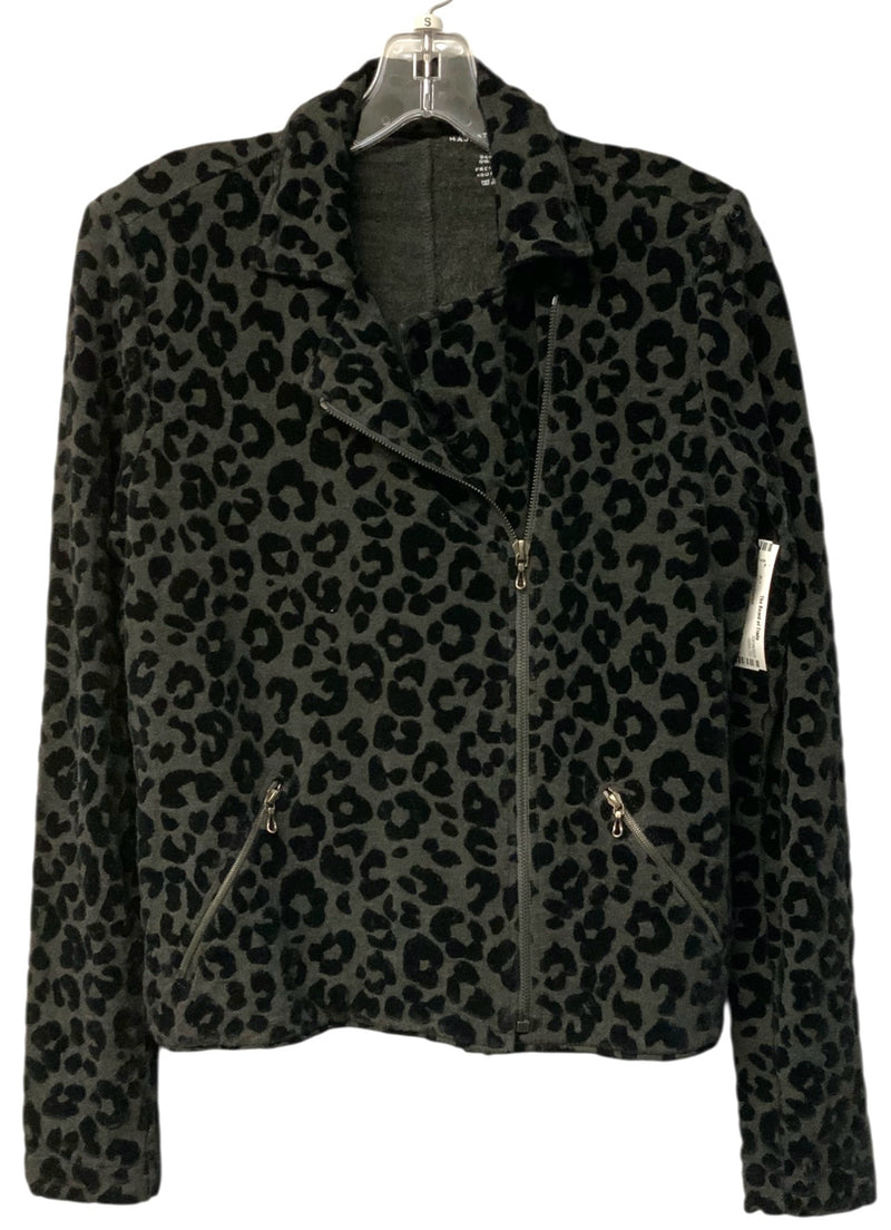 Majestic Filatures Grey/Black Animal Print Asym Zip L/S Jacket