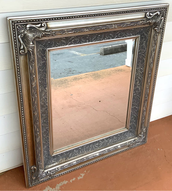 Silver Mirror with Ornate Frame