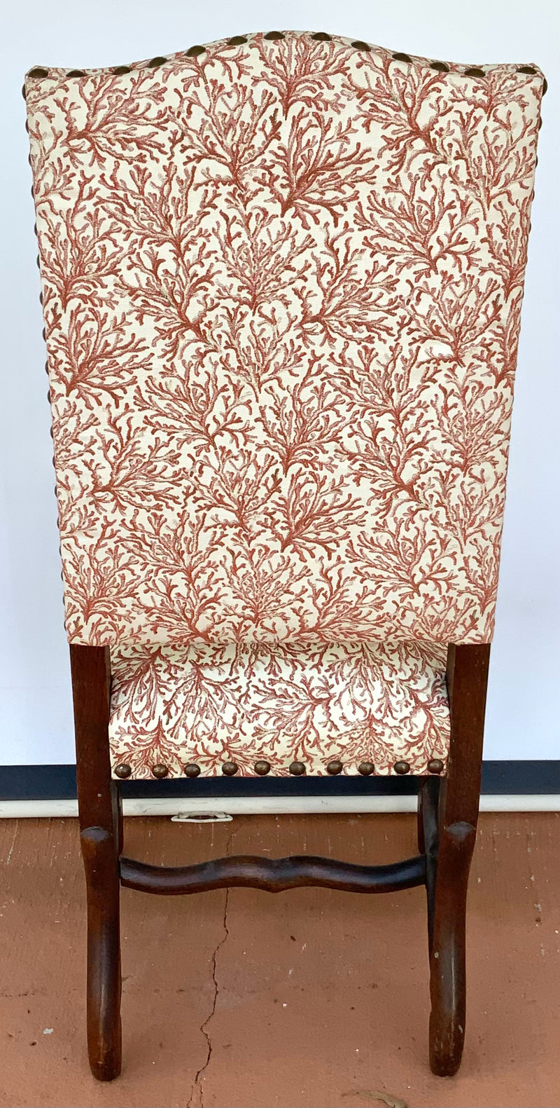 Set/4 Vintage Dining Chairs with Coral Upholstery