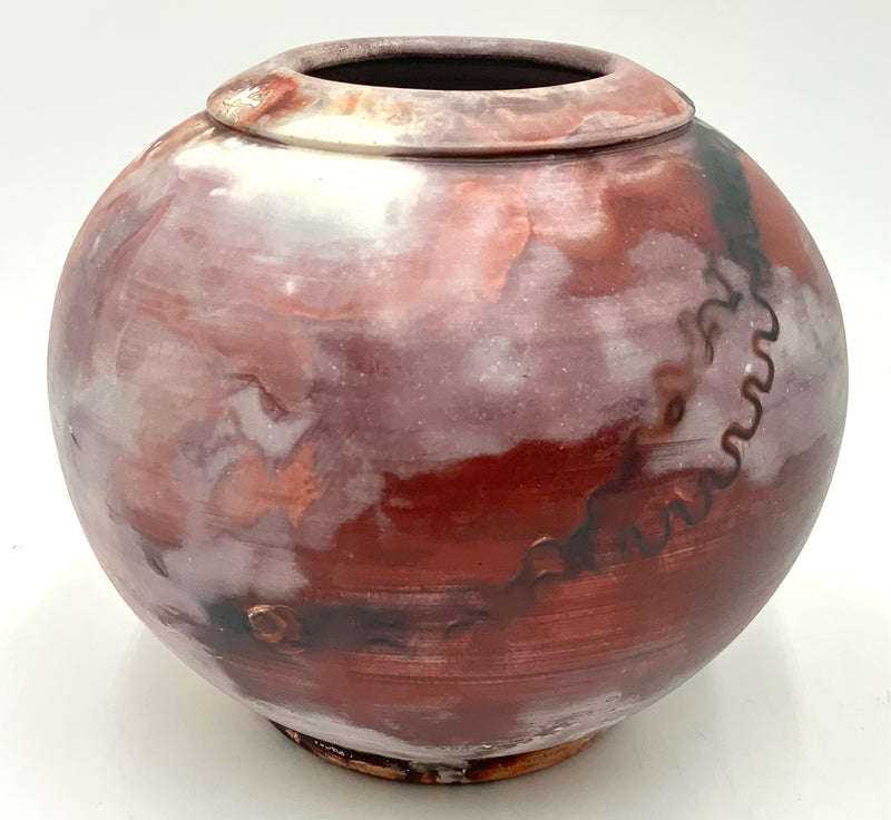 Signed Pottery Vessel with Abstract Design