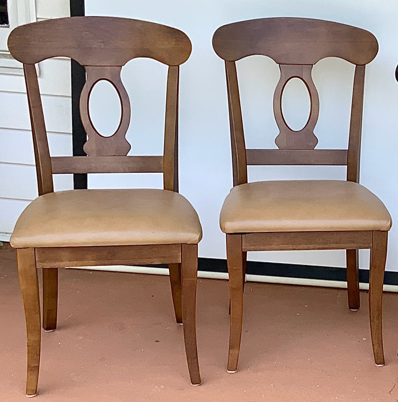 Pair of Farmhouse Chairs with Leather Seat