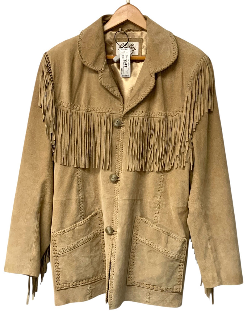 SCULLY Tan Suede Fringed Whipstitch Leather Western Jacket Sz 48