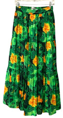 DIZZY LIZZIE Green/Orange/Black Hiiscus Print Tiered Skirt