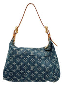 LOUIS VUITTON Denim Monogram Tan Leather Baggy PM Hobo