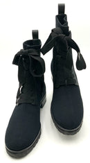 KATE SPADE Black Ribbed Knit "Merigue" Combat Boots 8.5