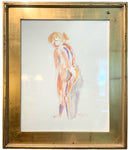 Pair of Original Nude Watercolors in Gold Frames
