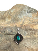 Sterling, Ethiopian Opal & Black Spinel Necklace