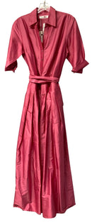 LIZZIE P.M. Pink Sateen Pleated S/S B/D Belted Maxi Dress