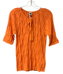 MISSONI Orange Crochet Knit Tie Front Top