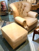 Butter Leather Club Chair With Ottoman