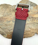LOUIS VUITTON Bordeaux Suede Mini Damier Belt 90cm