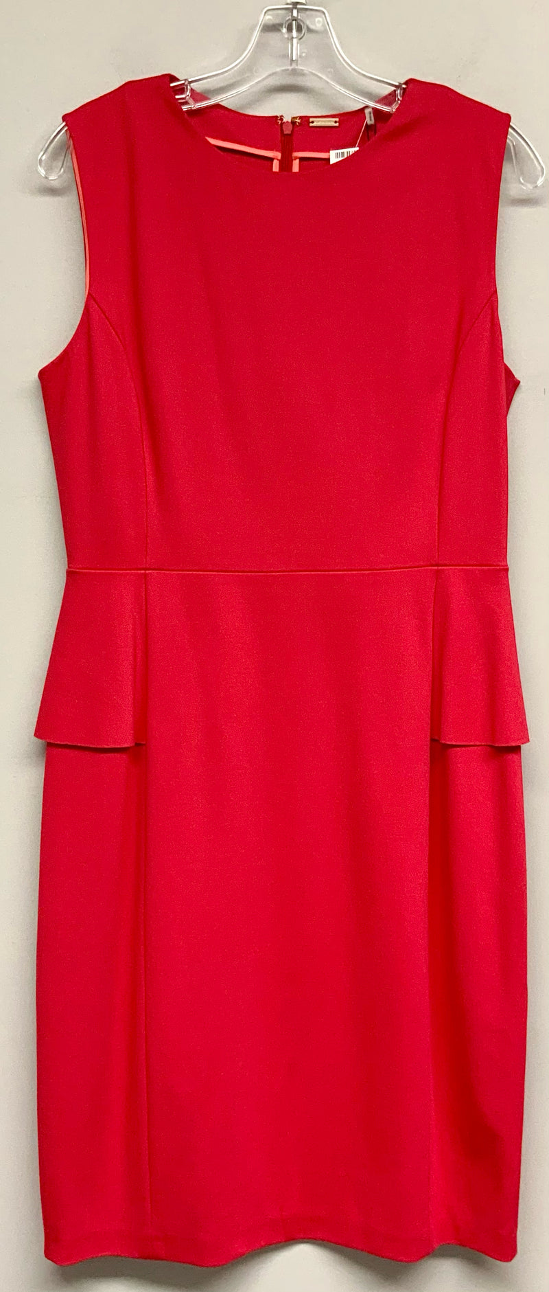 E TAHARI Tulip Red Peplum Waist S/L Judy Sheath Dress