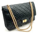 CHANEL Vintage Black Aged Calfksin Quilted 2.55 Re-Issue Anniversary Flap Bag