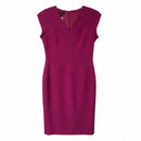 ESCADA Fuschia Inverted Pleat V-Neck Cap Sleeve Dress