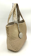 ILSE JACOBSEN Twotone Metallic Woven Faux Leather Tote Bag