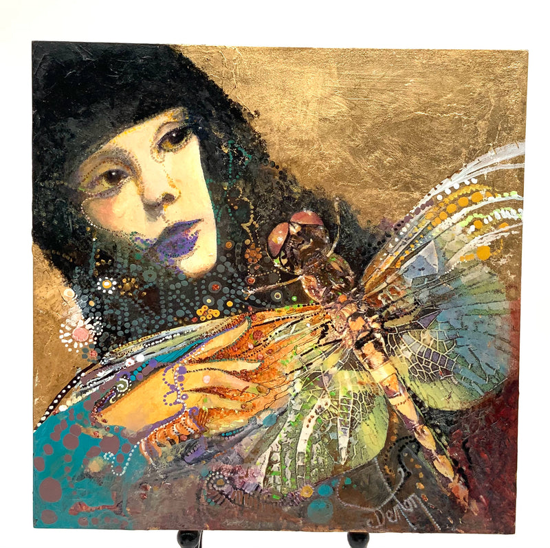 Original Denton Lund "Dragonfly" Mixed Media On Board