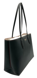 KATE SPADE Black Grained Leather Berry Accent All Day Tote Bag